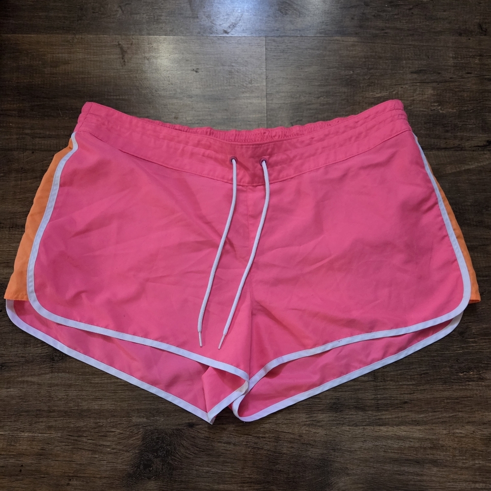 Womens Neon Pink Running Shorts Athletic Elastic Waist Plus Size XXL 2X Old Navy